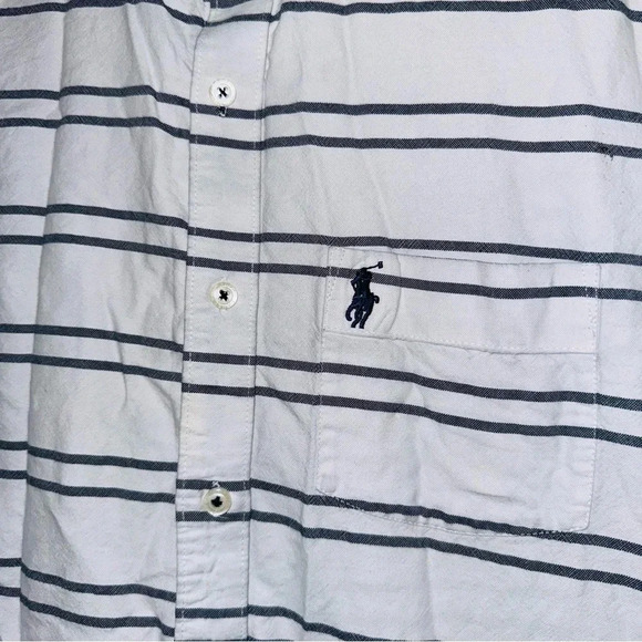 Men’s Ralph Lauren Blue Tag Casual White + Navy Button Down Long Sleeve Size: XL - Picture 6 of 16
